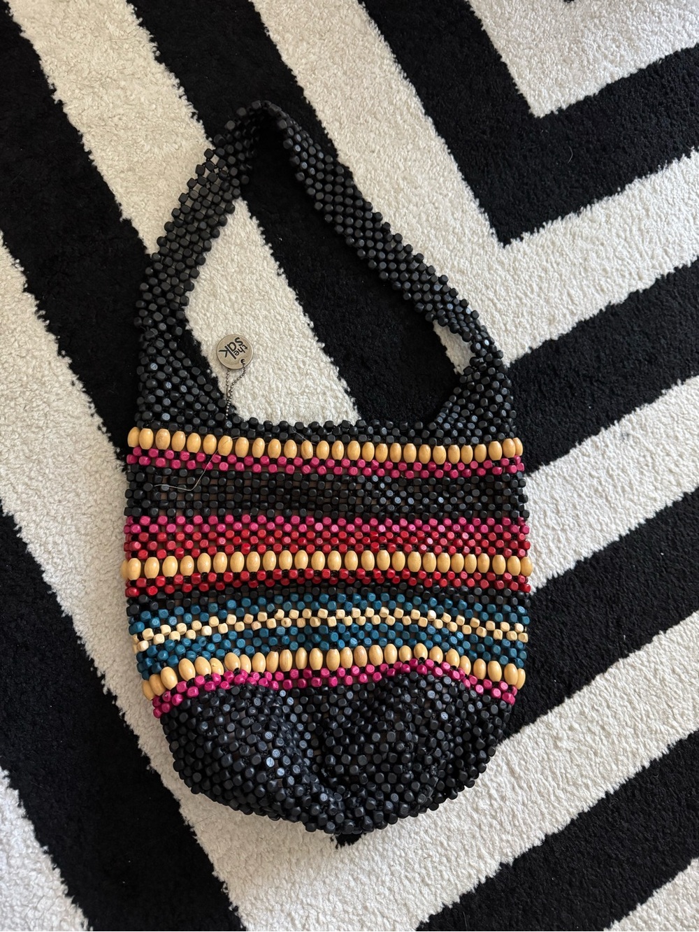 The Sak Hand-Beaded Black Multicolor Shoulder Bag